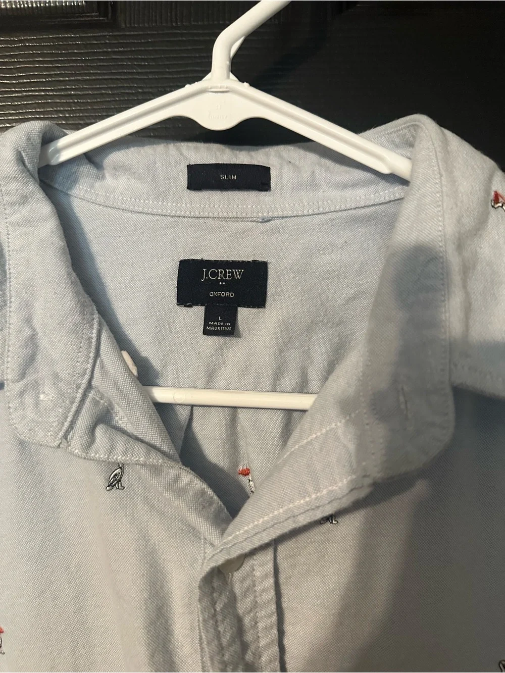 J. Crew Light Blue Button-Down Shirt with Small Pelican Embroidery